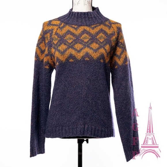 Gemelli Sweaters - Women's ribbed Italian Metallic wool blend sweater